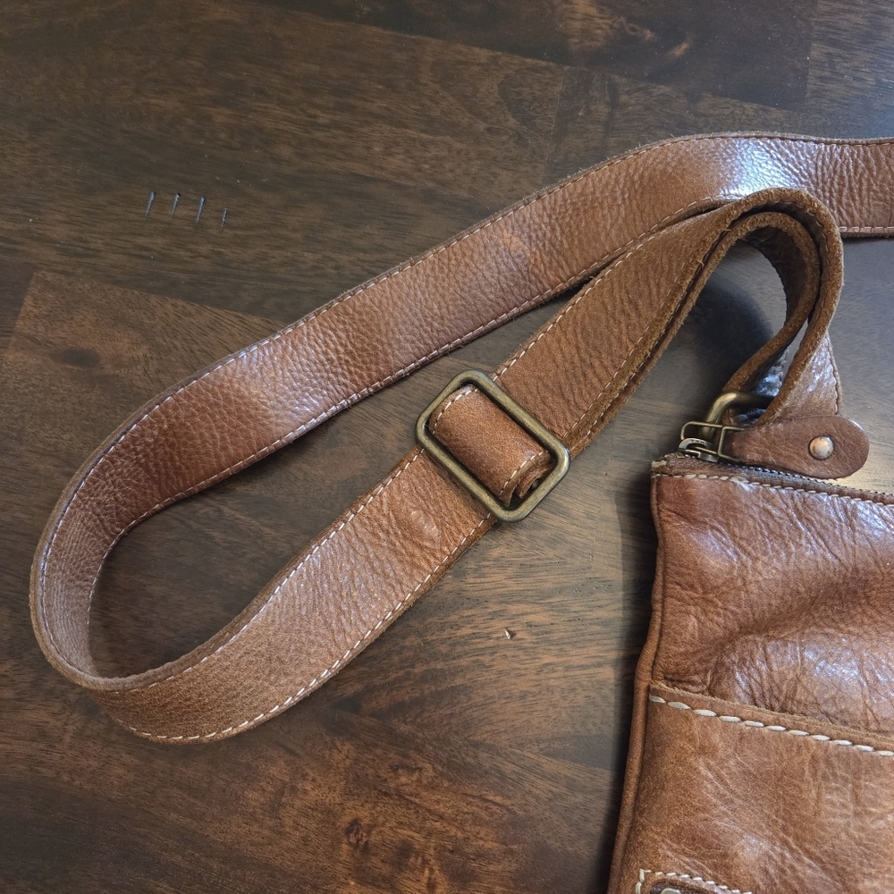 Roots Leather Venetian Tribe Large Boho Casual Cross Body Bag Natural Tan - Picture 6 of 11
